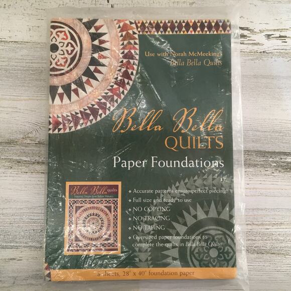 NEW SEALED Bella Bella Quilts Paper Foundation 8 Sheets 28" x 40" Italian Mosaic - Picture 1 of 3
